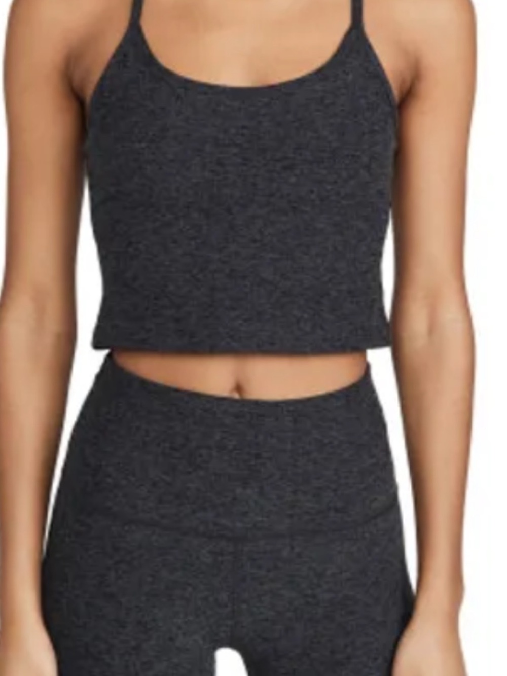 Beyond Yoga Heather Charcoal Seamless Legging & Crop Tank Set